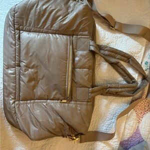 Quilted Tote Bag for Women - Taupe